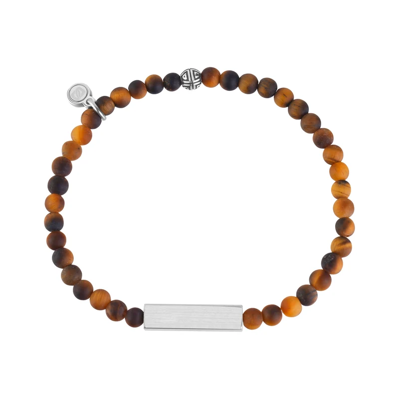 Bracelet à perles rectangulaires en œil-de-tigre | 4 mm