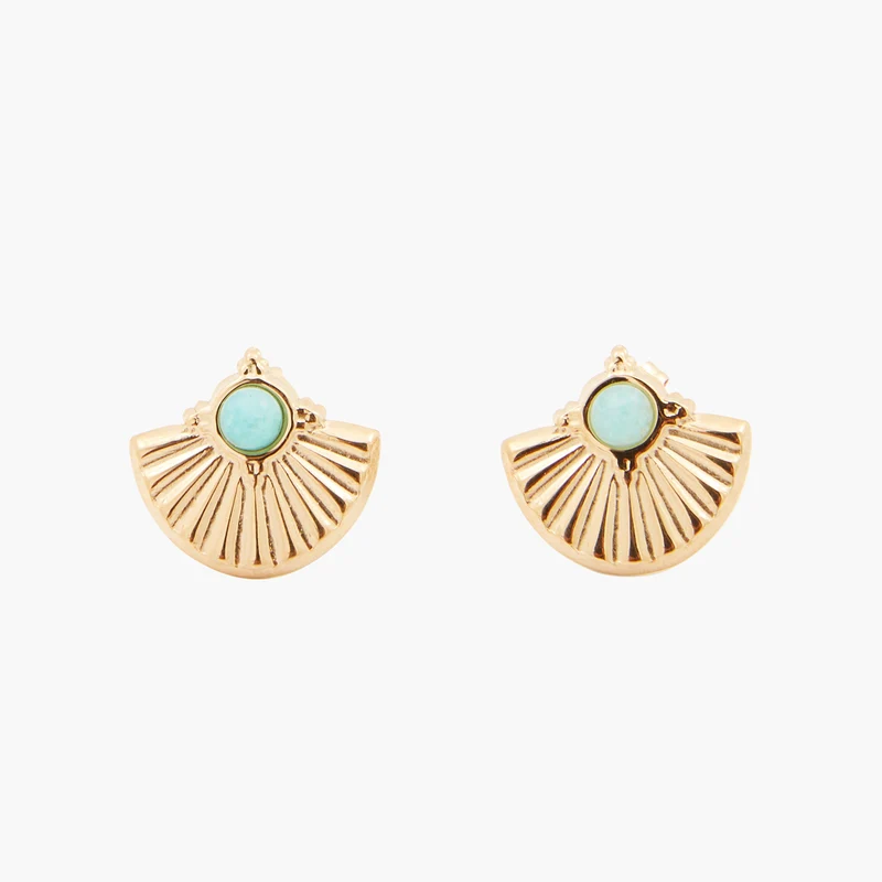 Boucles d'oreilles demi-lune bleues Acier inoxydable