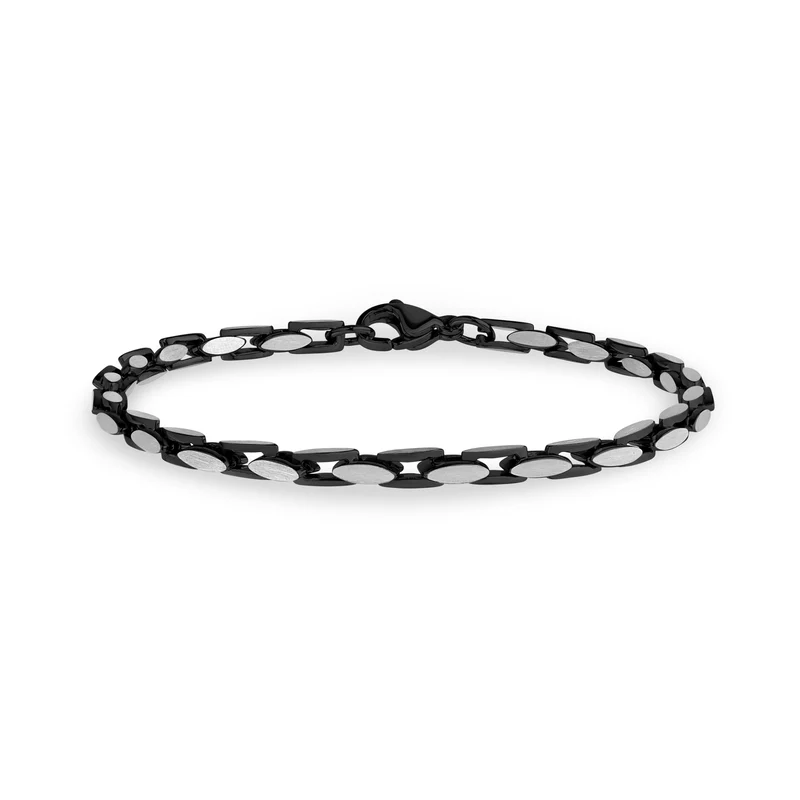 Bracelet à maillons ovales bicolores mats