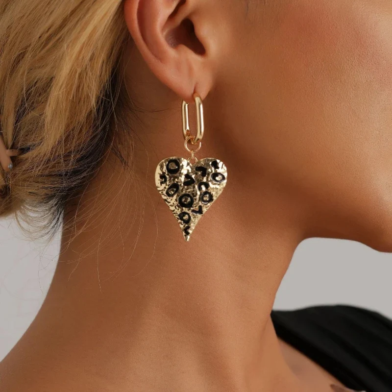Boucles d'Oreilles Coeur Léopard