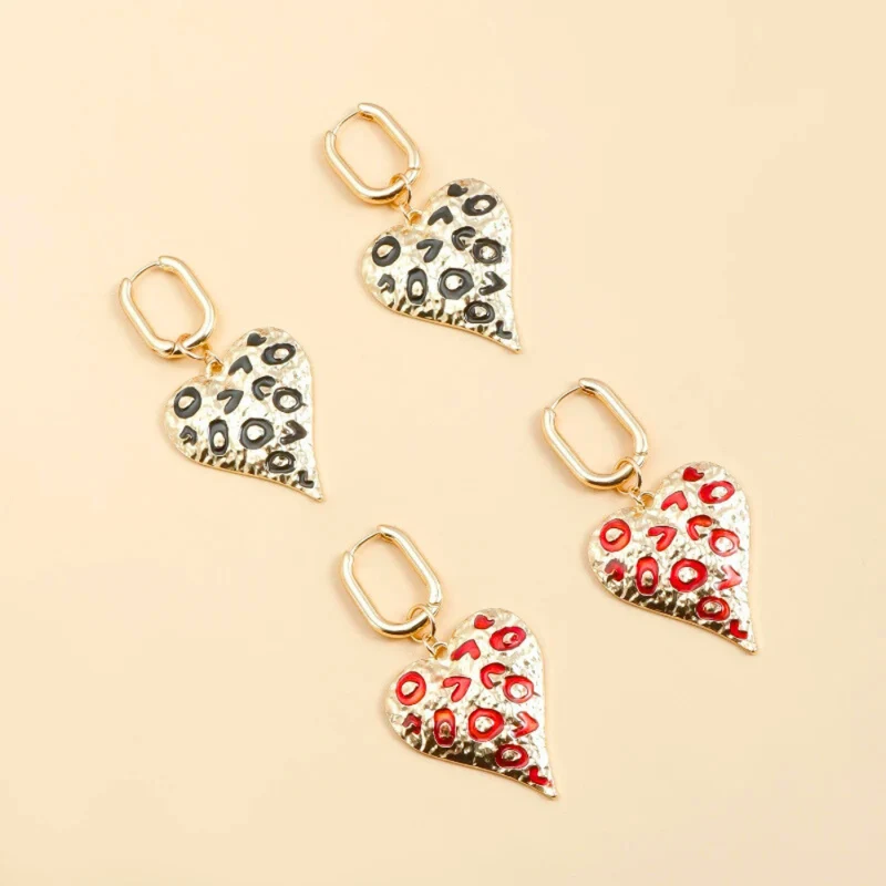 Boucles d'Oreilles Coeur Léopard