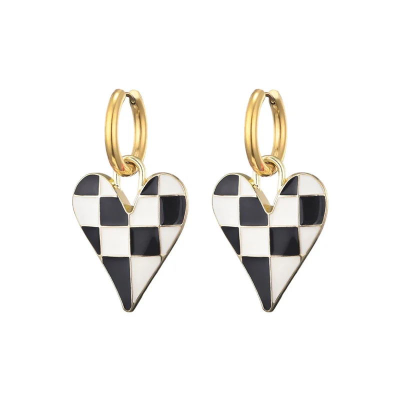 Boucles d'Oreilles Coeur Carreaux