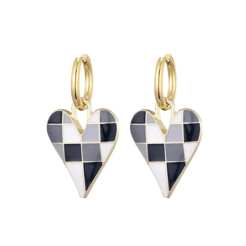 Boucles d'Oreilles Coeur Carreaux