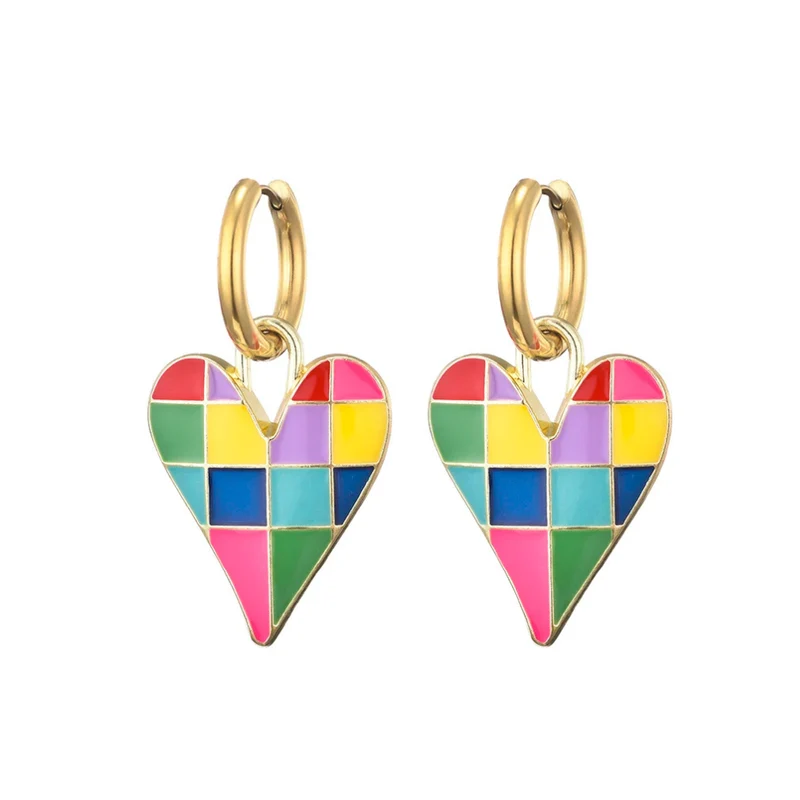 Boucles d'Oreilles Coeur Carreaux