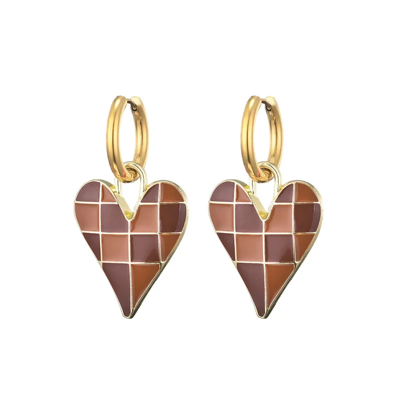 Boucles d'Oreilles Coeur Carreaux