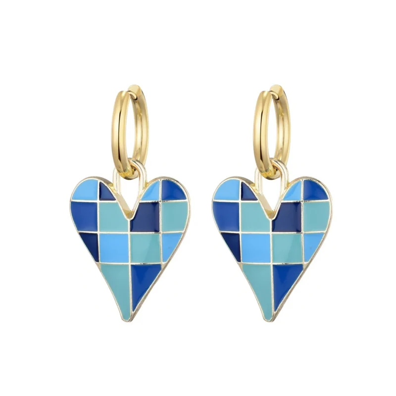 Boucles d'Oreilles Coeur Carreaux