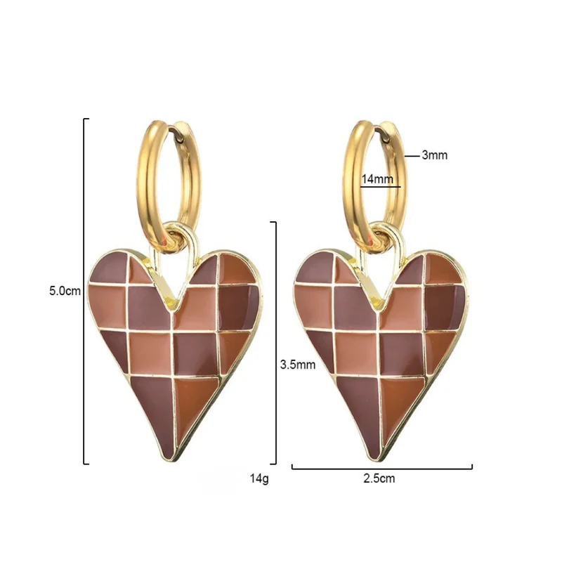 Boucles d'Oreilles Coeur Carreaux