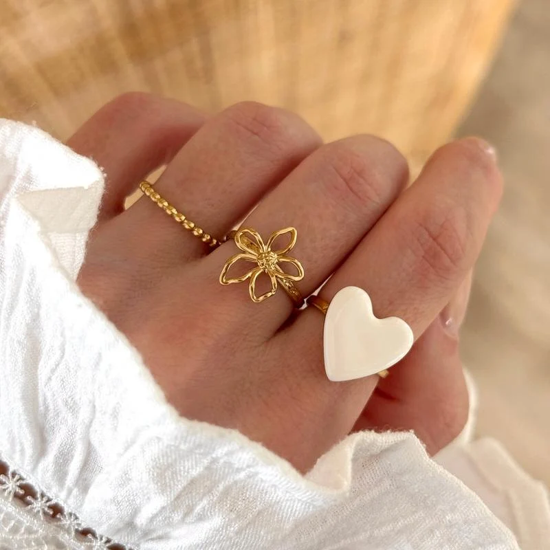 Bague "Flirt" blanc acier