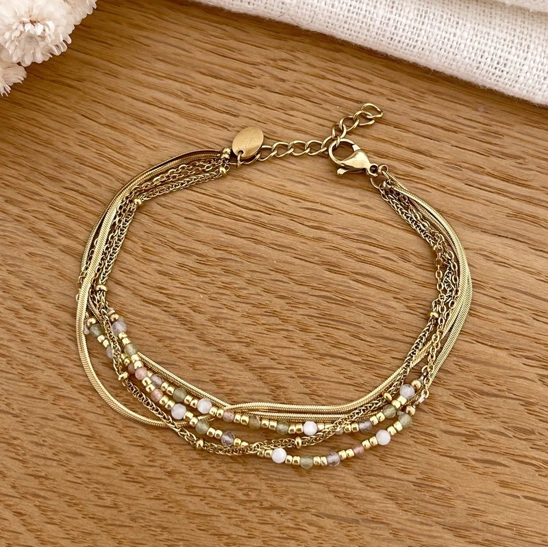 Bracelet "Milo" péridot acier
