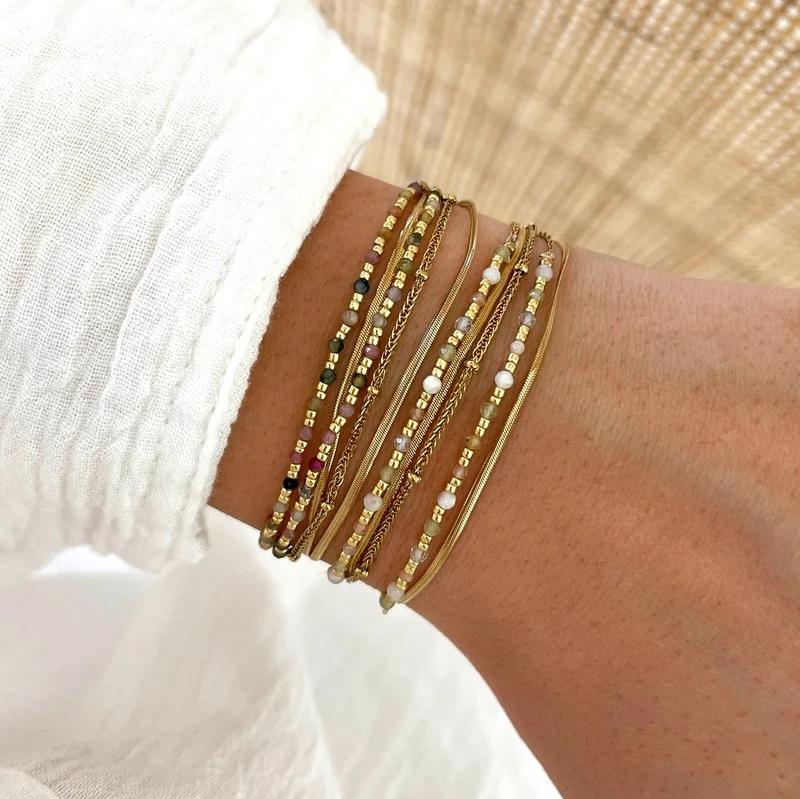Bracelet "Milo" péridot acier