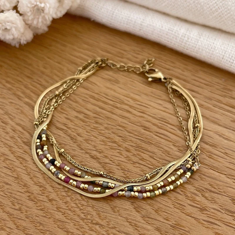 Bracelet "Milo" tourmaline acier