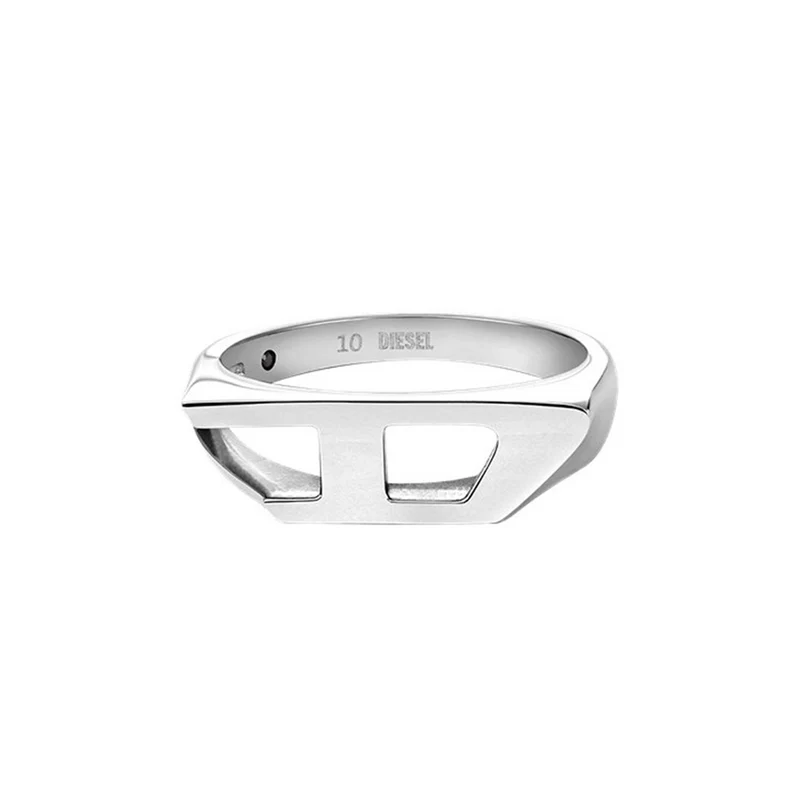 Diesel D Logo Silver Stainless Steel Ring DX16380407