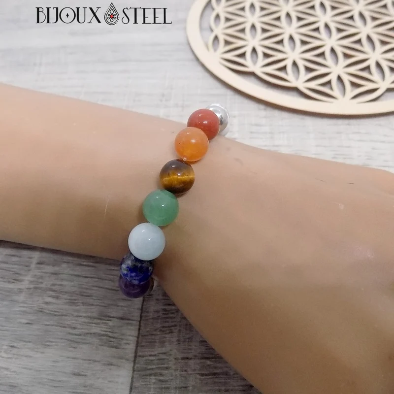 Bracelet 7 chakras en howlite 8mm