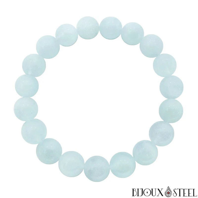 Bracelet en perles d'aigue-marine 10mm