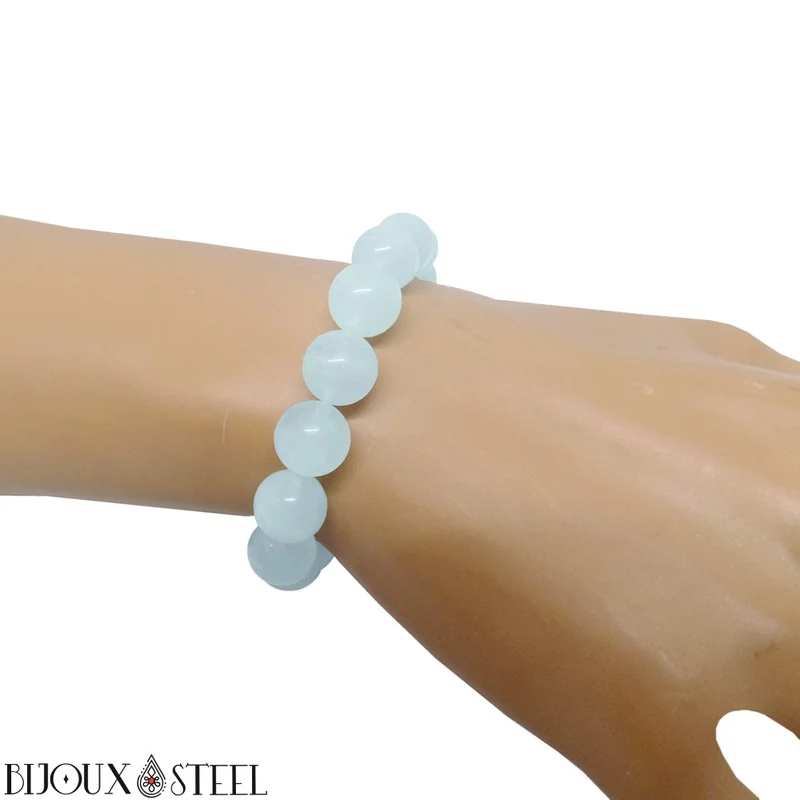 Bracelet en perles d'aigue-marine 10mm