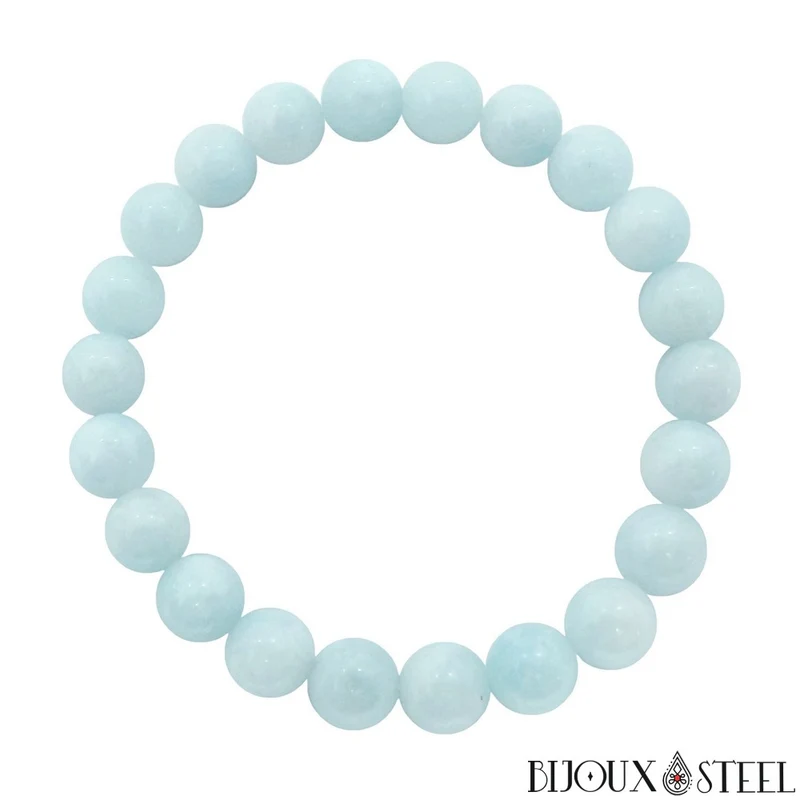 Bracelet en perles d'aigue-marine 8mm