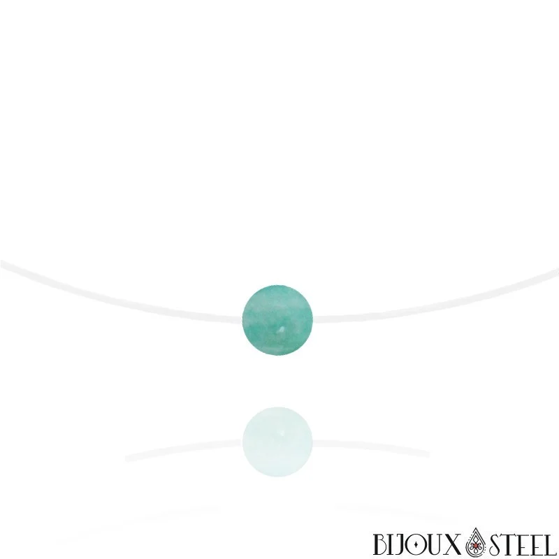 Collier à perle d'amazonite sur fil de nylon