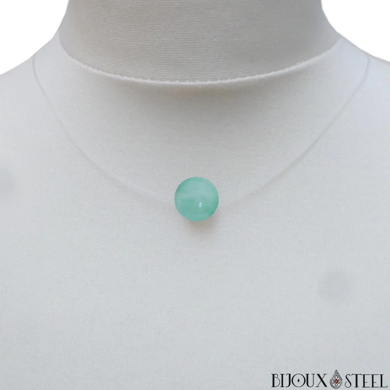 Collier à perle d'amazonite sur fil de nylon