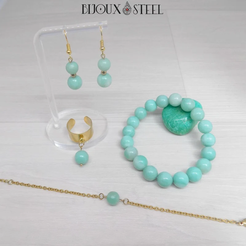 Bracelet en perles d'amazonite 10mm