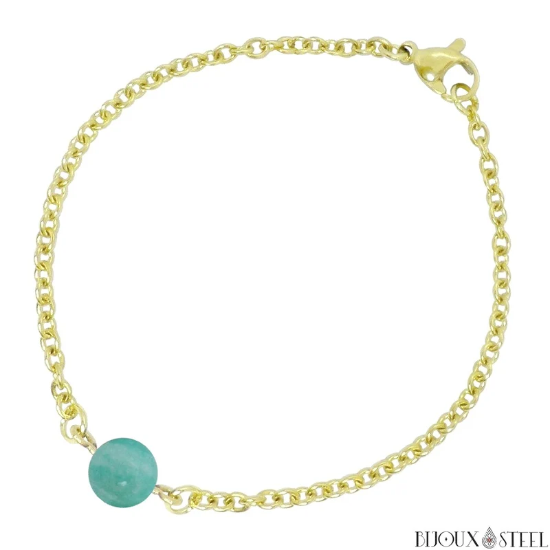 Bracelet à perle d'amazonite en acier inoxydable