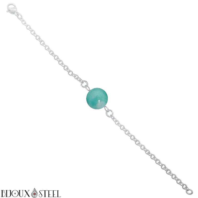 Bracelet à perle d'amazonite en acier inoxydable