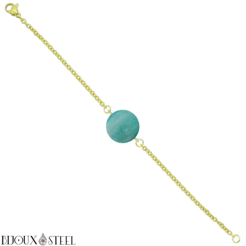Bracelet à perle d'amazonite en acier inoxydable