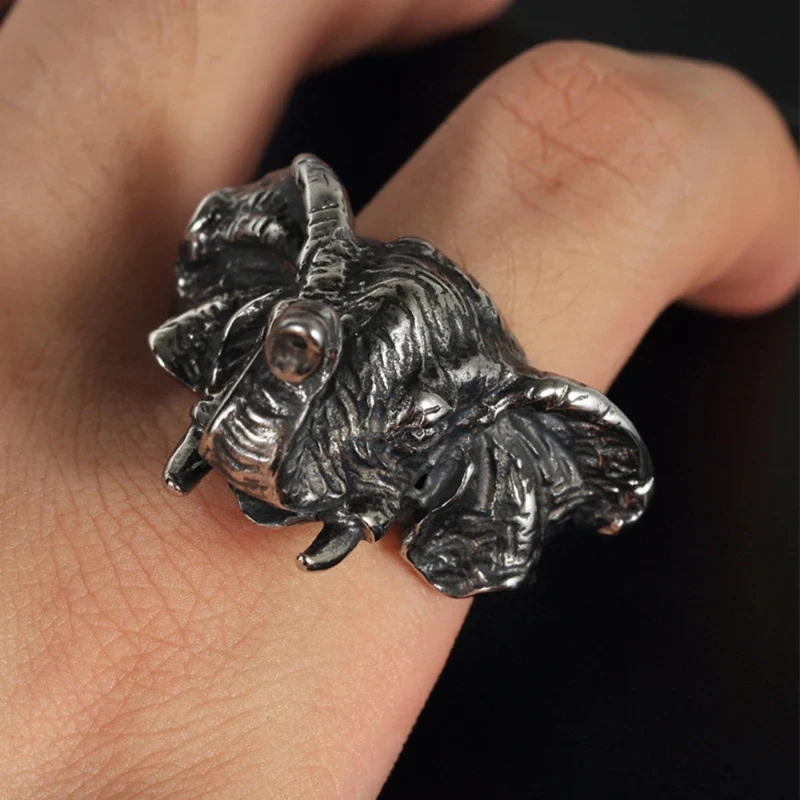 Chevalière Tête Éléphant Homme