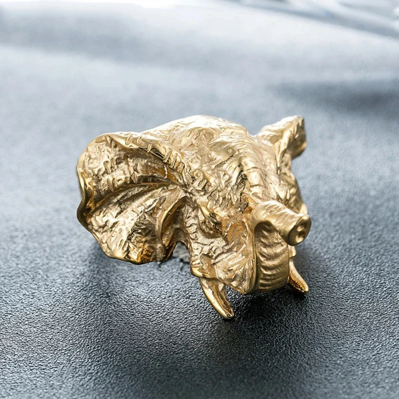 Chevalière Tête Éléphant Homme