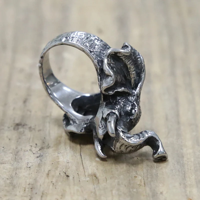 Chevalière Tête Éléphant Homme