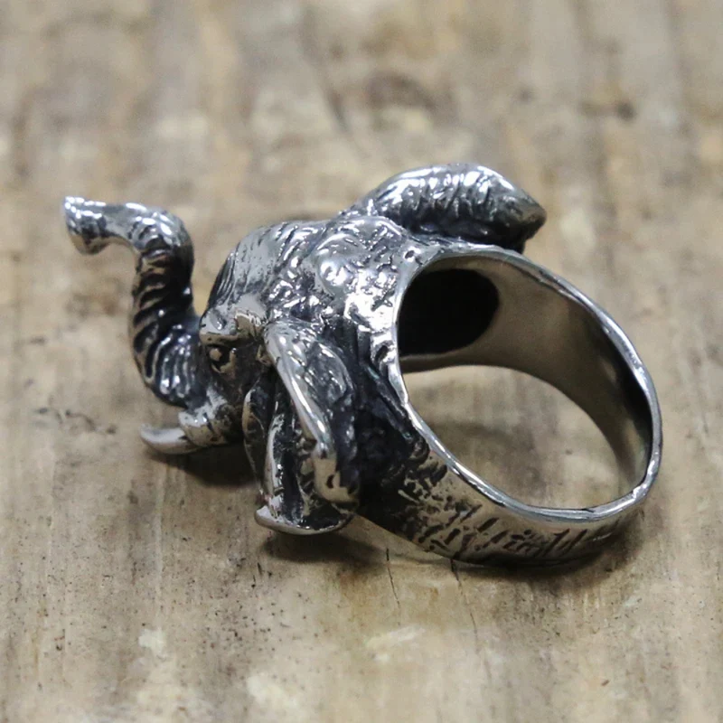 Chevalière Tête Éléphant Homme
