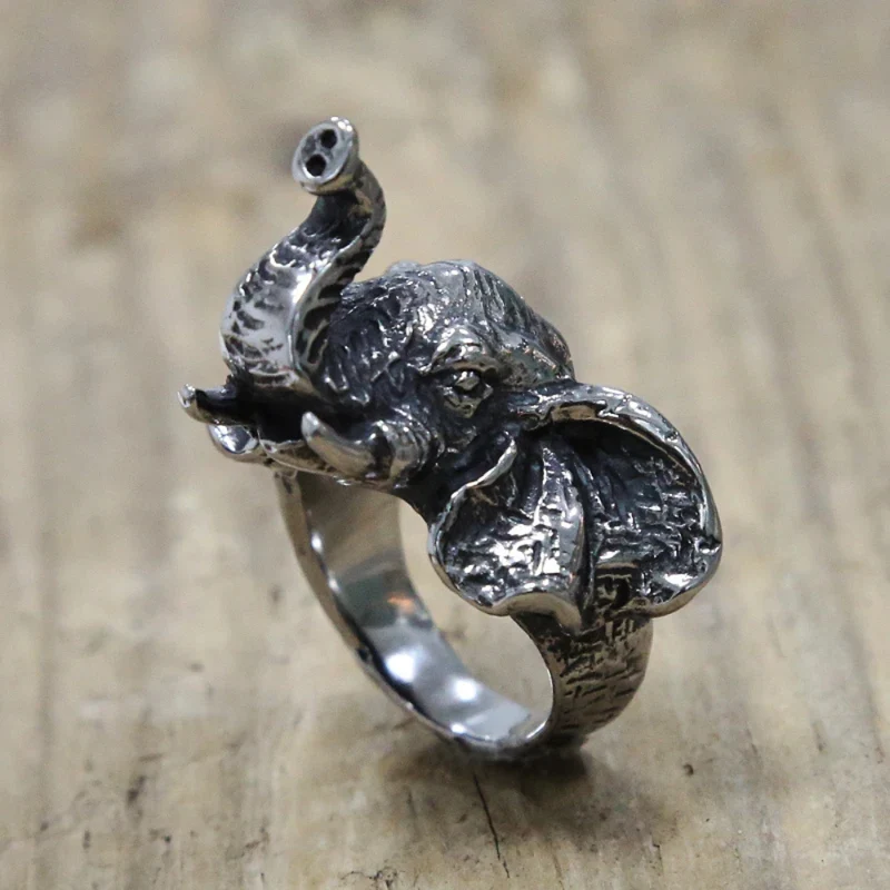 Chevalière Tête Éléphant Homme