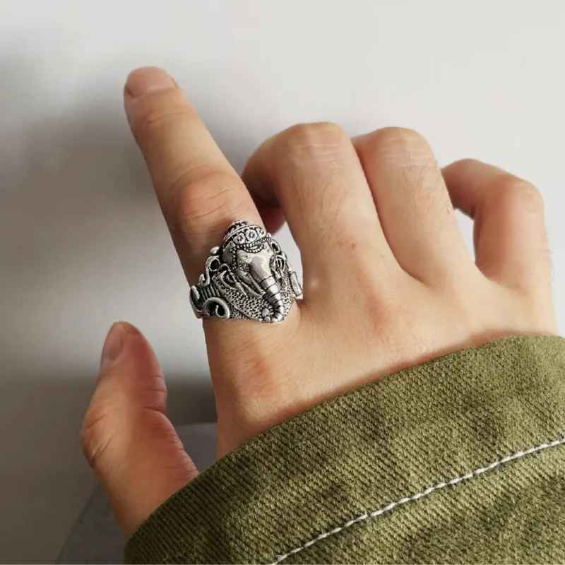 Bague Tête Éléphant Homme