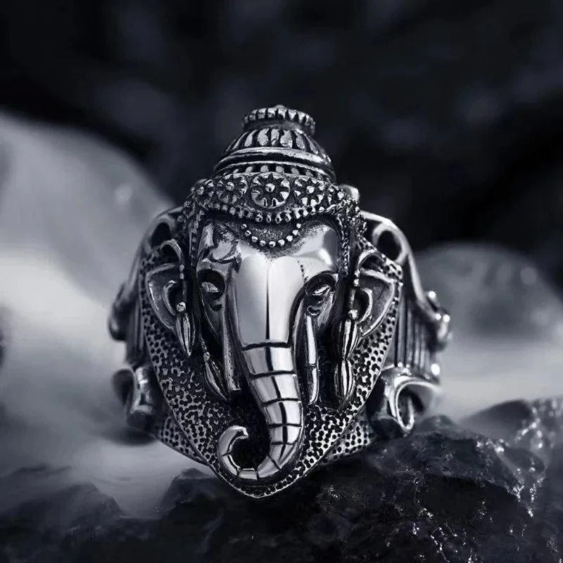 Bague Tête Éléphant Homme