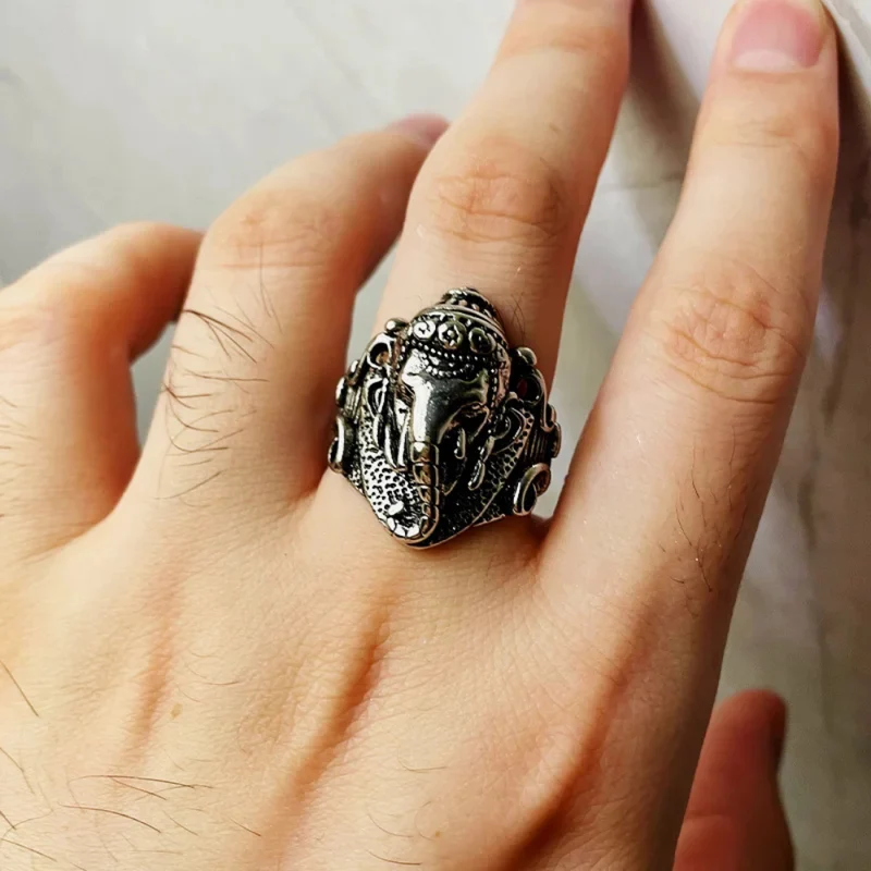 Bague Tête Éléphant Homme