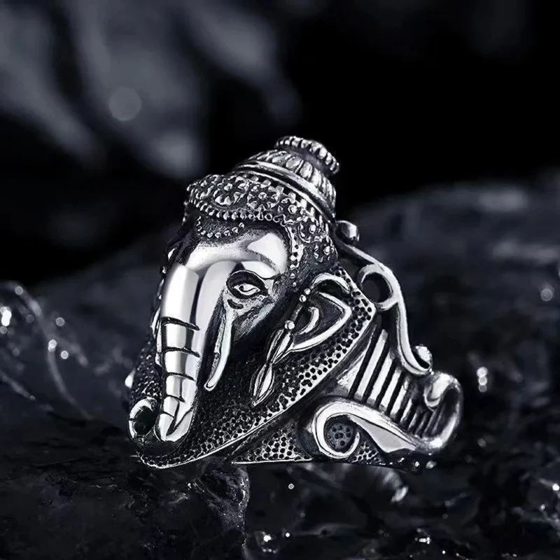 Bague Tête Éléphant Homme
