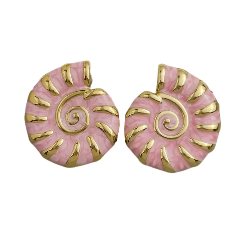 Boucles d'Oreilles Coquillage Or et Roses