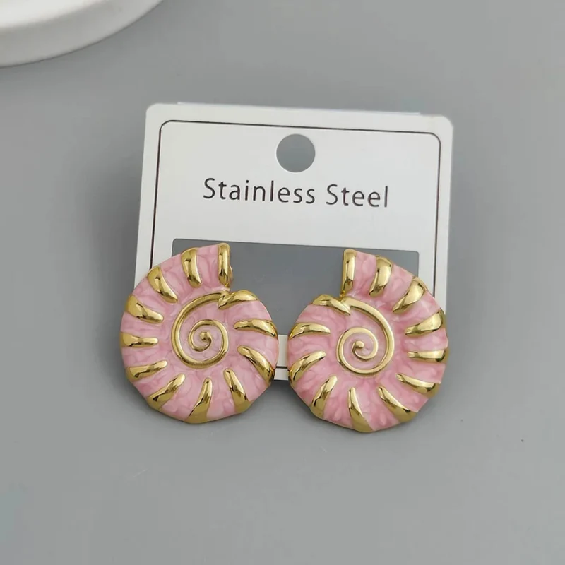 Boucles d'Oreilles Coquillage Or et Roses