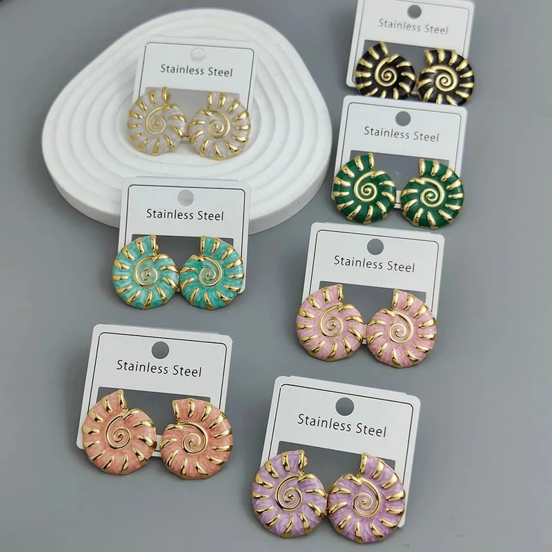 Boucles d'Oreilles Coquillage Or et Violettes