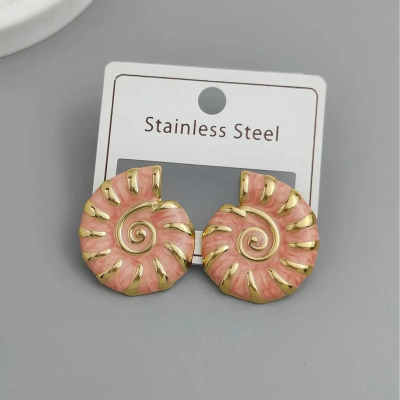 Boucles d'Oreilles Coquillage Or et Oranges