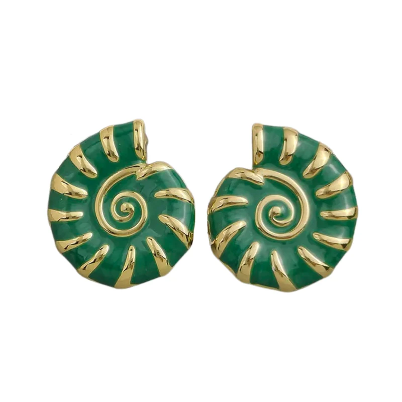 Boucles d'Oreilles Coquillage Or et Vertes