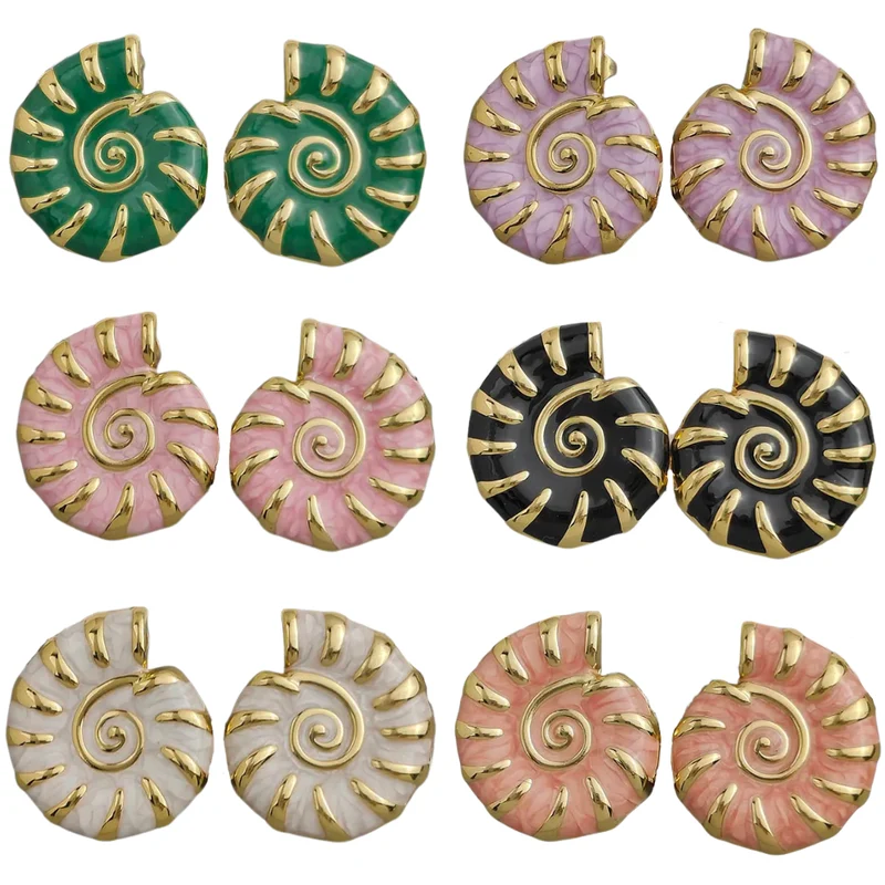 Boucles d'Oreilles Coquillage Or et Couleurs
