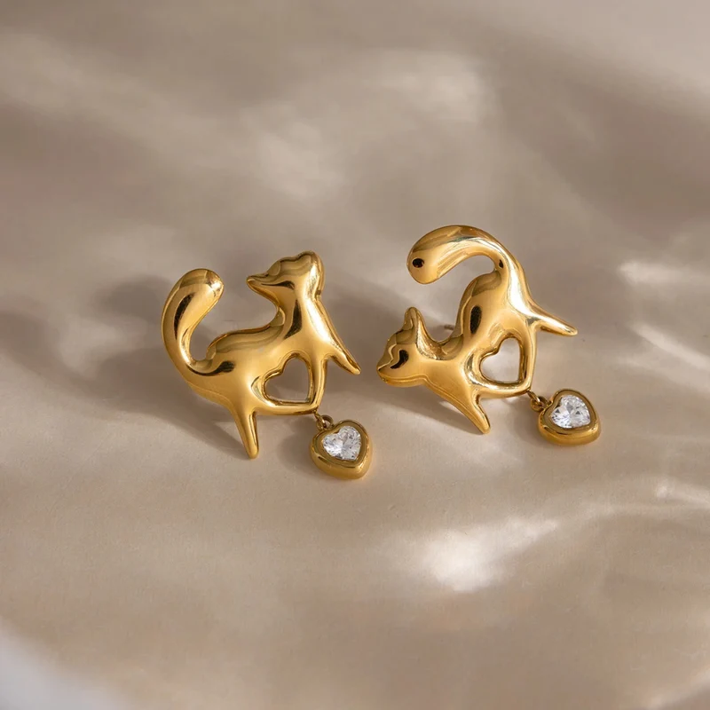 Boucles d'Oreilles Chat Amour