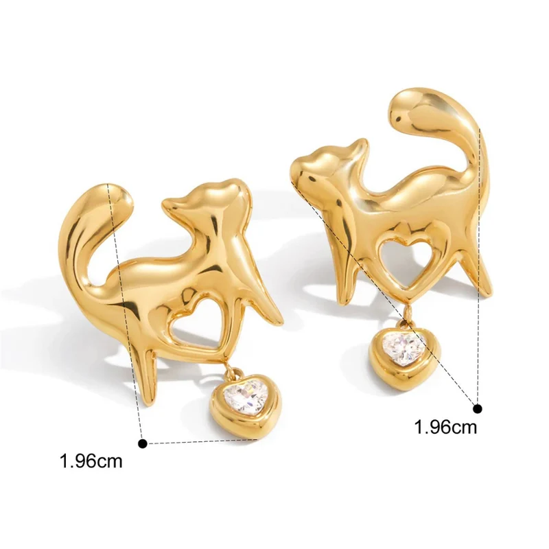 Boucles d'Oreilles Chat Amour