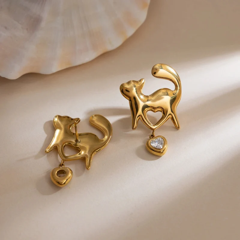 Boucles d'Oreilles Chat Amour