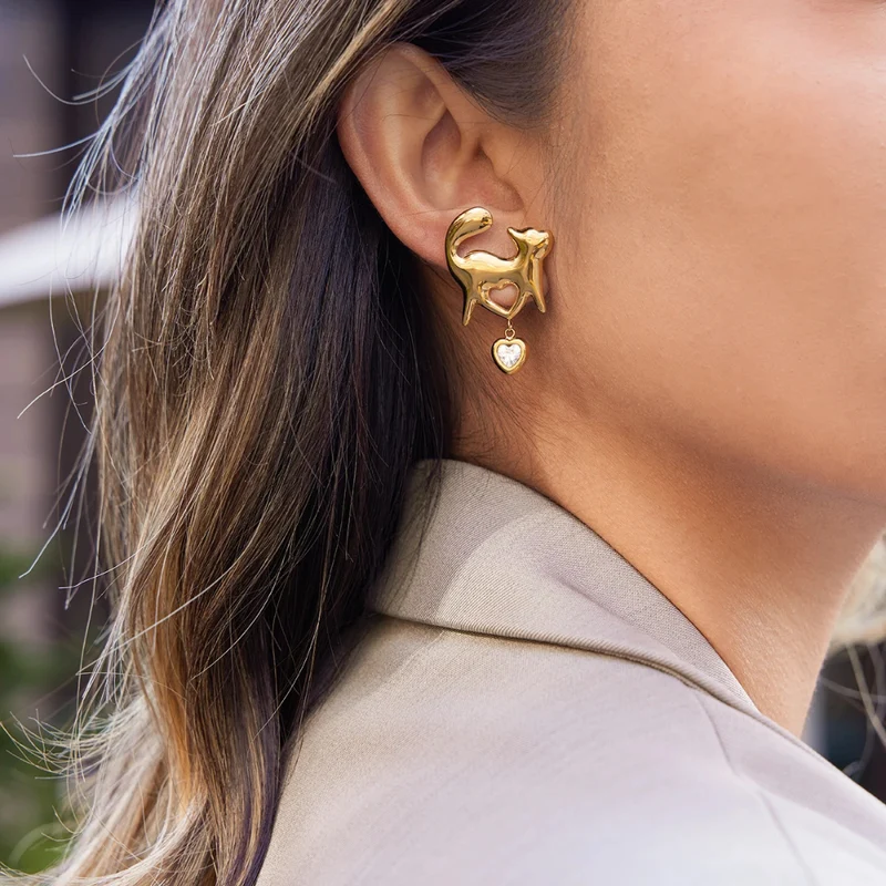 Boucles d'Oreilles Chat Amour