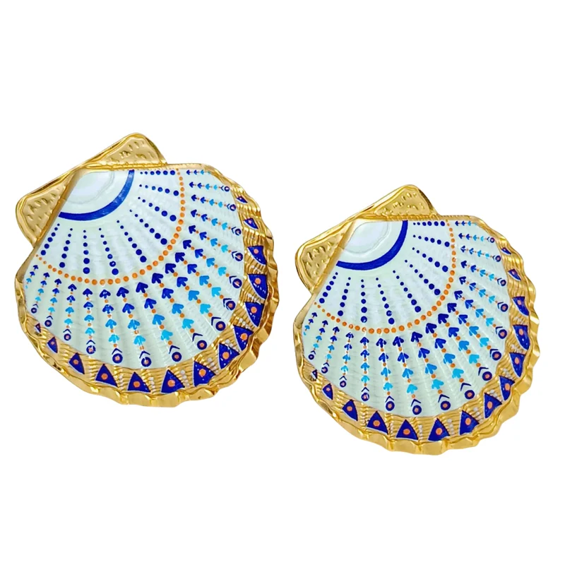 Boucles d'Oreilles Coquillage Turquoises