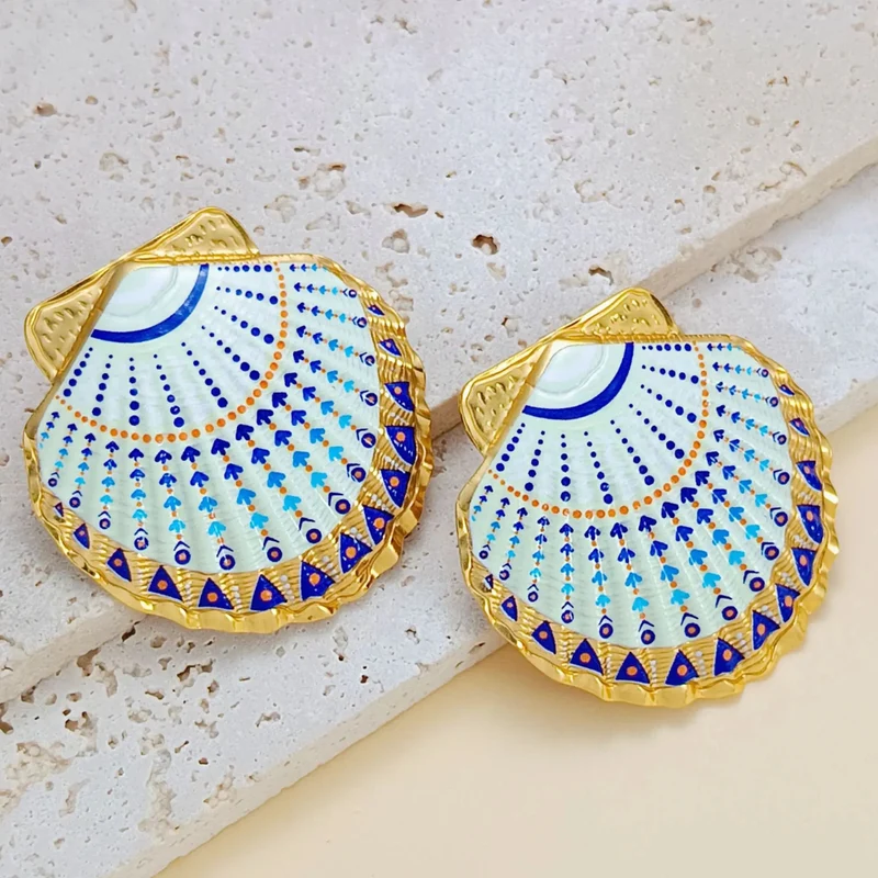 Boucles d'Oreilles Coquillage Turquoises