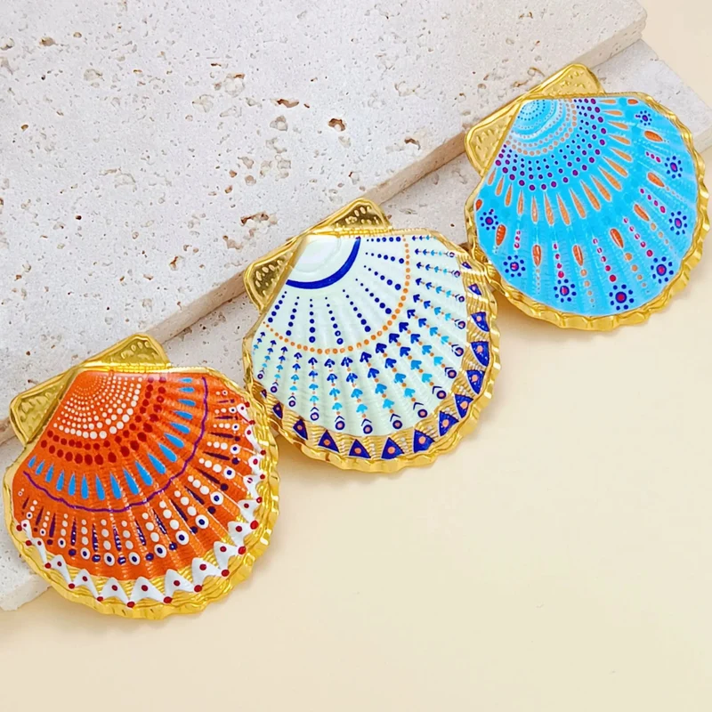 Boucles d'Oreilles Coquillage Bleus