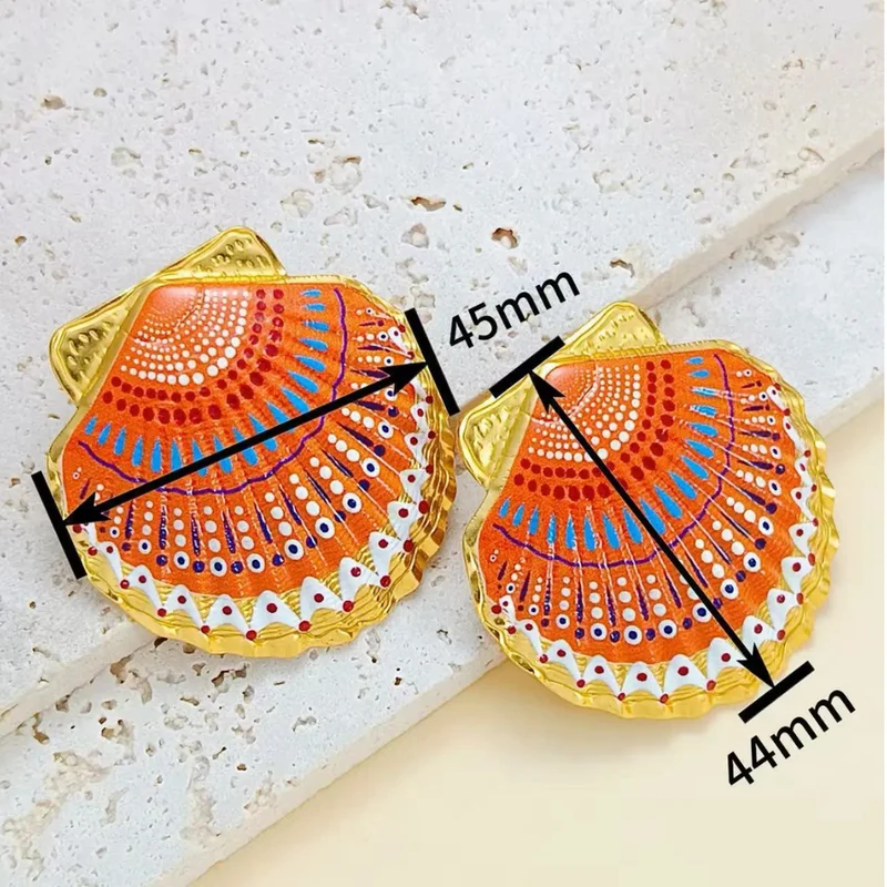 Boucles d'Oreilles Coquillage Oranges