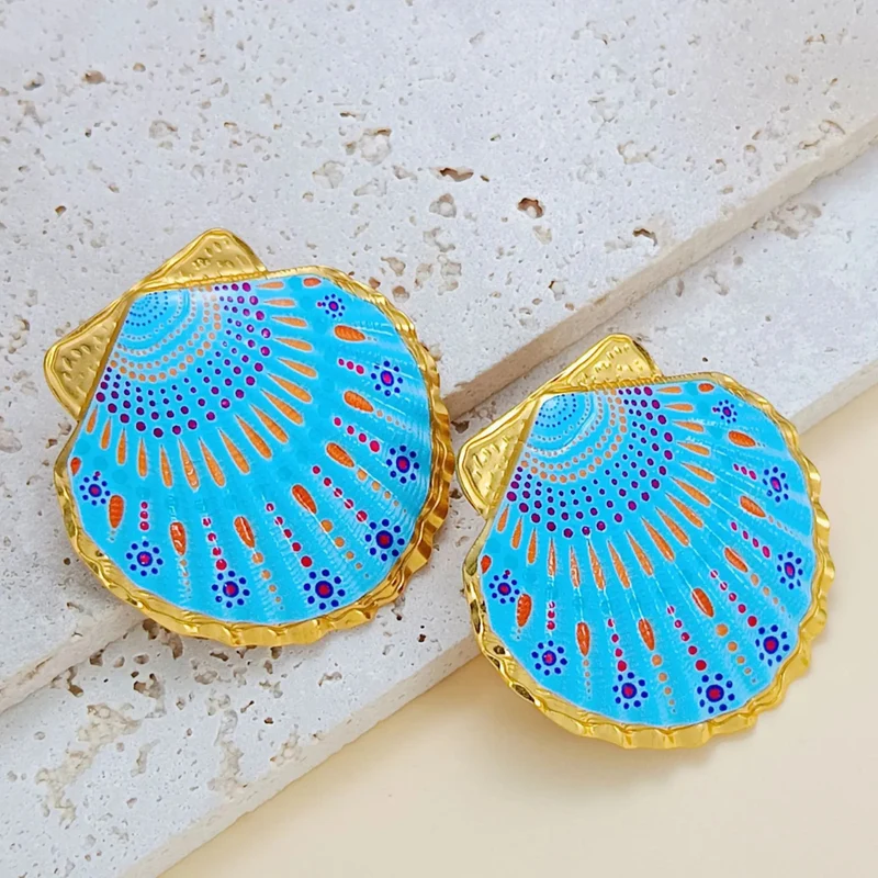 Boucles d'Oreilles Coquillage Bleus